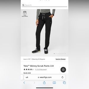 High Waisted Figs yola scrub pant 2.0 black xs